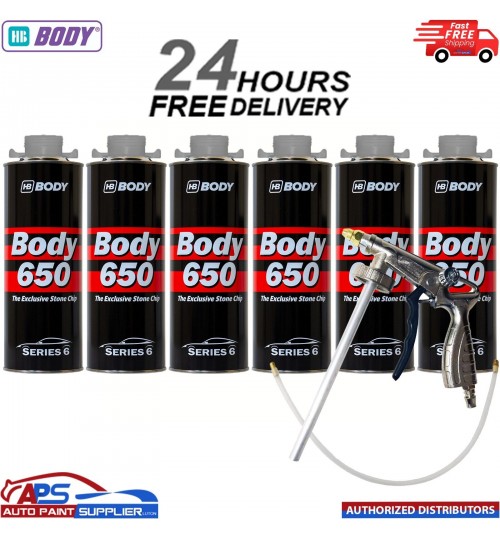 6x HB BODY 650 STONE CHIP GREY 1KG WITH UNDERBODY COATING GUN